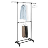 Adjustable 2-Rod Garment Rack, Chrome/Black 007424437(WFS30)