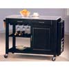 Black Wine Cart With Granite Top And Wheels 5870 (CO)
