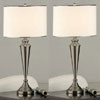 Set of 2 Brush Nickel Metal & Fabric Shade Table Lamps L2168