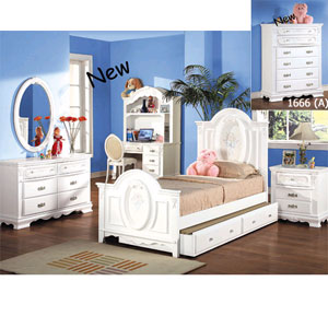 Flora White Finish Bedroom Set 1677/1680