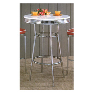 Soda Fountain White Bar Table In Retro Chrome 2300 (CO)