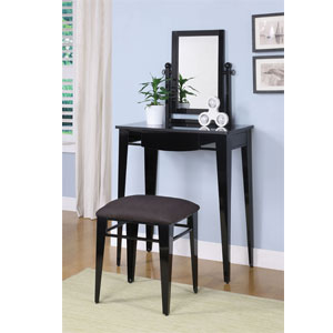 Gloss Black Vanity, Mirror and Bench 243-290 (PWFS)