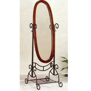 Textured Verde & Dark Cherry Finish Cheval Mirror 2486 (CO)