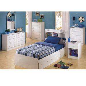 White Twin Bed with Bookcase Headboard 400090/91 (CO)