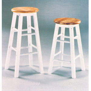 White Solid Wood Stool With Natural Wood Seat 1602(ABC)