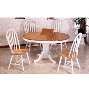 5-Pc Natural/White Round Dinette Set 4254/4190A (CO)