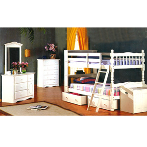 Twin-Twin Convertible Bookcase Bunk Bed 4521WHT (ML)