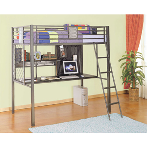 Twin Study Loft Bunk Bed 500-119(PW)