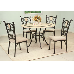 5-Pc Marble Top Dinette Set 6295-5 (WD)