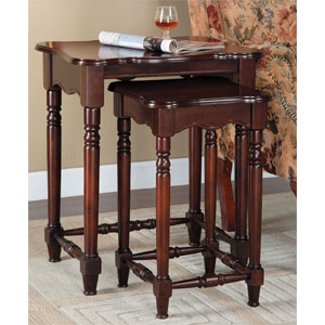 2-Pc Brown Cherry Nested Accent Tables 716-266 (PWFS)