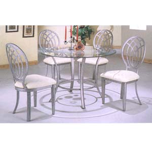5 Pc Antique Silver Gray Dining Set 7431/7432/CB42RD (CO)
