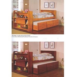 Solid Wood Captains Bed With Bookcase 8430(ABC)