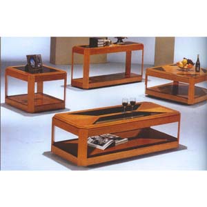 3-Pc Contemporary Oak Table Set 866-01/02 (WD)