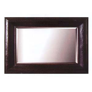 Bevelled Mirror In Dark Brown Leather Finish 90017_(CO)