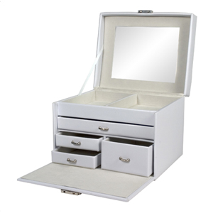 White Leather Jewelry Box With Drawers 96014(OI)