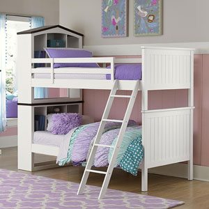 Natalia White Playhouse Bookcase Bunk Bed B2018-1(OFS)