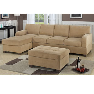 2-Pc Sectional Sofa - Khaki Waffle Suede F7130(PX)