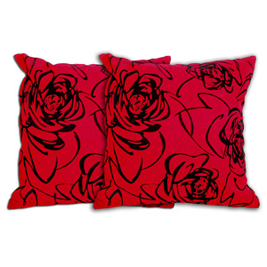 Red Abstract Decorative Pillow ( Set of 2 ) 14334751(OFS40)
