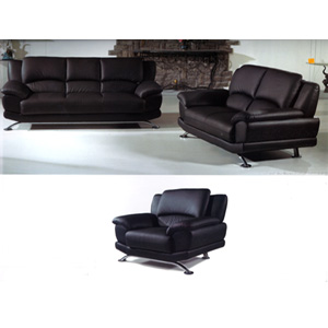 Black Leather Sofa Set S990-B (PK)
