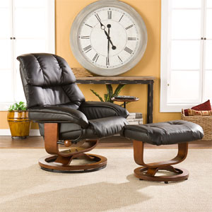 Black Bonded Leather Recliner And Ottoman UP7603RC (SEIFS)