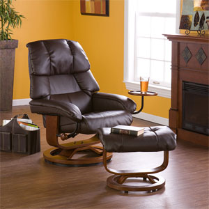 Cafe Brown Bonded Leather Recliner and Ottoman UP7673RC (SEI